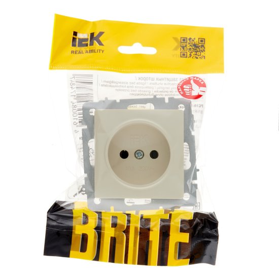 Розетка IEK Brite РС10-1-0-БрКр встраиваемая бежевая (BR-R10-10-K10)