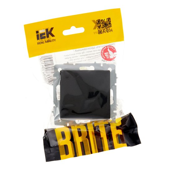 Выключатель IEK Brite ВС10-1-3-БрЧ одноклавишный встраиваемый черный перекрестный (BR-V13-0-10-K02)