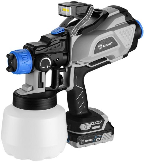 Краскопульт аккумуляторный Deko DSG20K2 Pro, 20 В Li-ion 2.3 Ач, 0.6 л/мин
