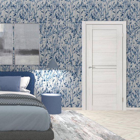 Дверь межкомнатная глухая Моско 60x200 см ПВХ цвет орех луч айс с замком и петлями