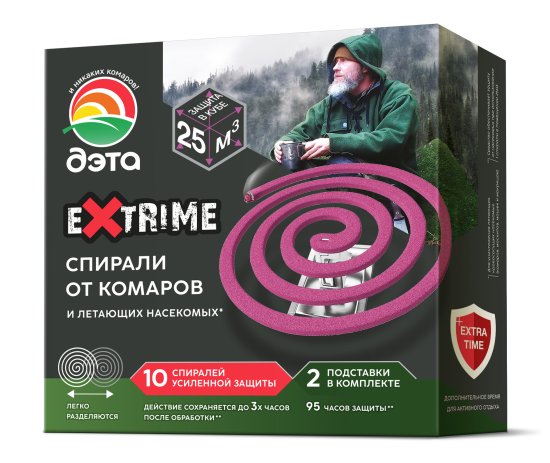 Инсектицид для защиты от комаров Дэта Extrime спирали 10 шт.