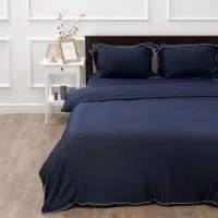 Комплект постельного белья Amore Mio Denim семейный тенсель синий