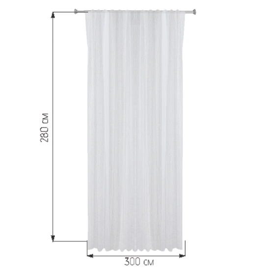 Тюль на ленте со скрытыми петлями Дождь 300x280 см цвет белый