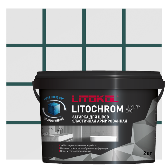 Затирка цементно-полимерная Litokol Litochrom Luxury Evo цвет LLE 383 зеленый мох 2 кг