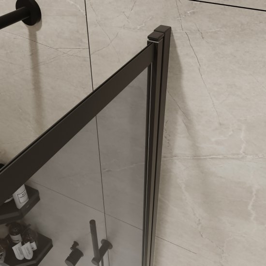 Шторка на ванну раздвижная Slider 98x150 см дымчатое стекло профиль черный тонированный