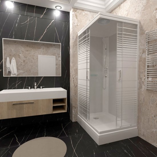 Душевая кабина Triton Квадро 100х80х228 см стекло прозрачное 4 мм с низким поддоном прямоугольник