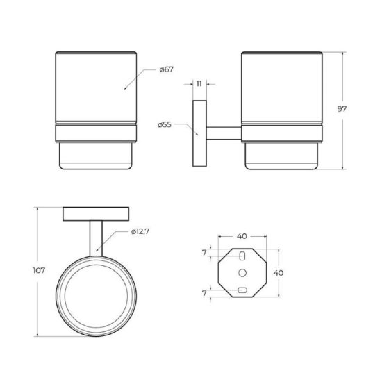 Стакан для ванной Cezares с держателем стекло матовый/металл хром (RELAX-TUMS-01)