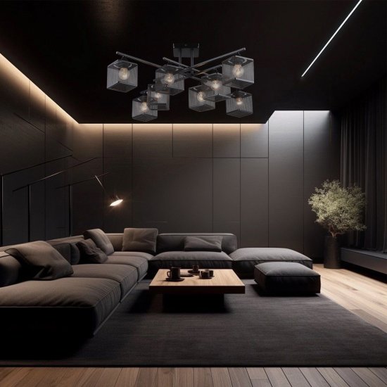 Люстра потолочная Флави SF3398/8C-BK 8 ламп 24 м² цвет черный