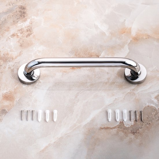 Поручень для ванной РМС 380 мм нержавеющая сталь хром (A1027)