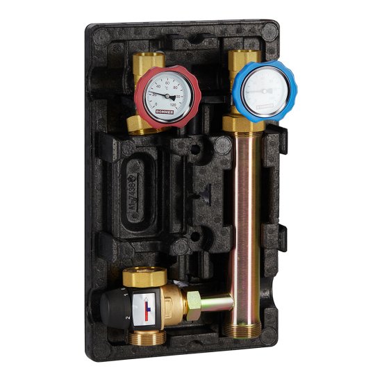 Насосная группа Rommer 35-60С 1 ВР(г) х 1 1/2 НР(ш) с термостатическим смесительным клапаном без насоса (RDG-1002-012501)