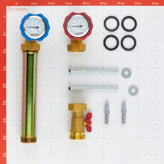 Насосная группа Rommer 1 ВР(г) х 1 1/2 НР(ш) с прямым контуром без насоса (RDG-1001-002501)