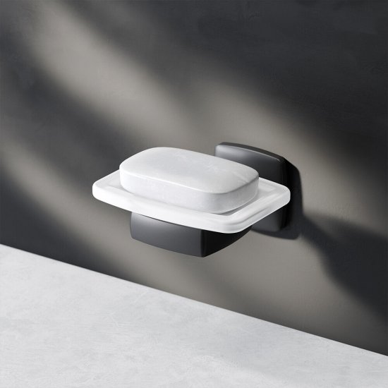 Мыльница для ванной AM.PM Gem с держателем стекло/металл черная (A9034222)