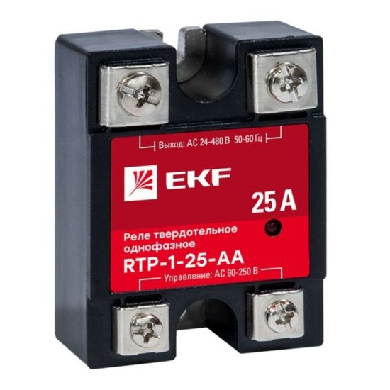 Реле твердотельное EKF PROxima RTP (rtp-1-25-aa) однофазное 480 В 25 А тип AC
