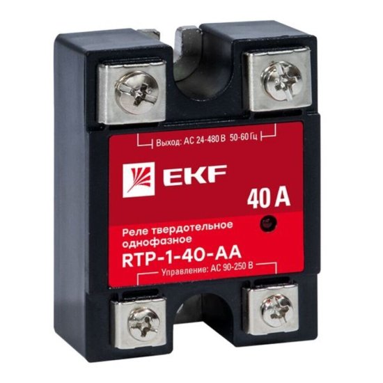 Реле твердотельное EKF PROxima RTP (rtp-1-40-aa) однофазное 480 В 40 А тип AC