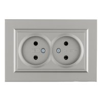 Розетка IEK Brite РС12-2-БрС встраиваемая сталь (BR-R20-10-K46-F)