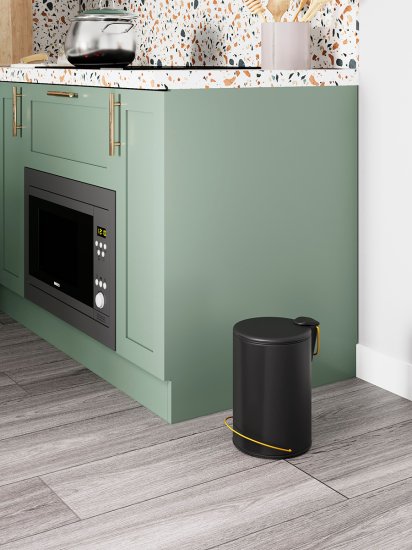 Бак для мусора блэк 5 литров черный/золотой металл