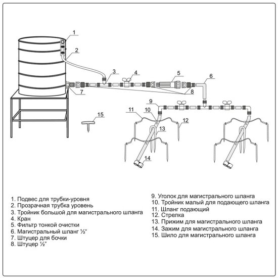 Система капельного полива от емкости Жук №2 на 60 растений (4718-00)