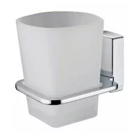 Стакан для ванной WasserKraft Leine с держателем стекло матовый/металл хром (5028)