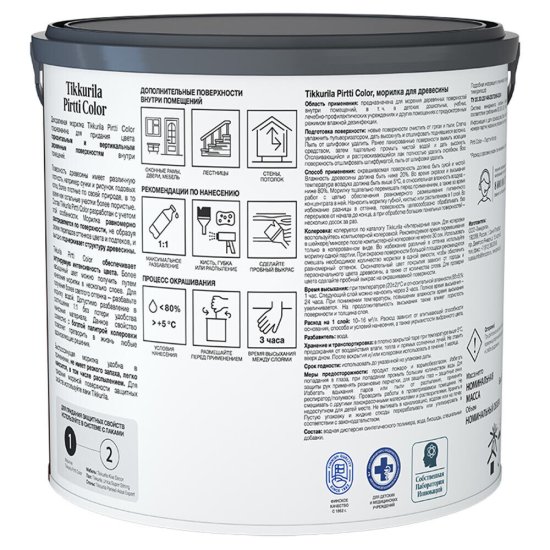 Морилка Tikkurila/Tikkivala Pirtti Color водная бесцветная 2,7 л