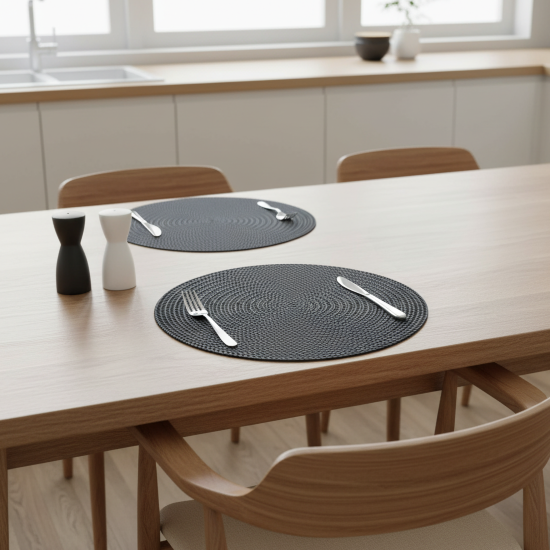 Салфетка под столовые приборы Vidage ø38 см круглая ПВХ цвет черный