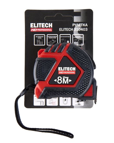Рулетка Elitech HD 310403 с магнитным наконечником 8 м x 25 мм