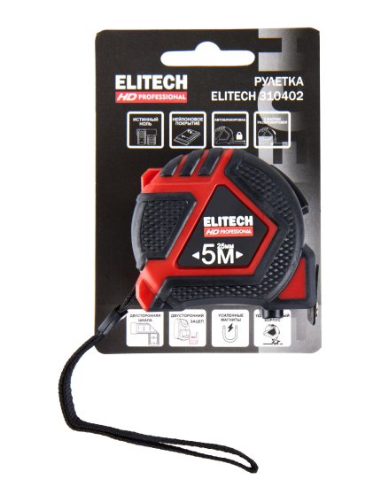 Рулетка Elitech HD 310402 с магнитным наконечником 5 м x 25 мм