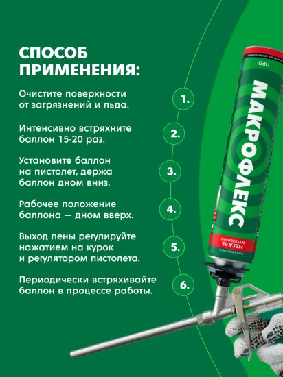 Клей-пена профессиональная Макрофлекс выход пены 65 л всесезонная 850 мл