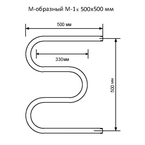 Полотенцесушитель водяной MyFrea М-1к 500х500 мм м-образный хром