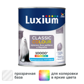 Краска для деревянных панелей моющаяся Luxium Classic Colour матовая цвет прозрачный база BC 0.9 л