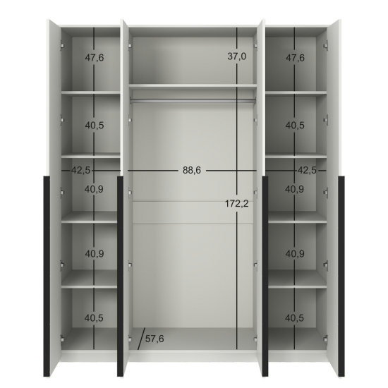 Шкаф распашной Бергамо с 4 дверями 180x220x60 см ЛДСП цвет белый