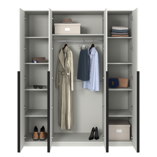 Шкаф распашной Бергамо с 4 дверями 180x220x60 см ЛДСП цвет белый