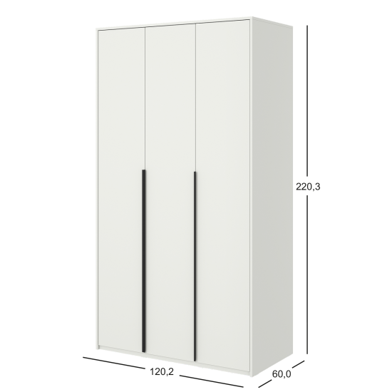 Шкаф распашной Бергамо с 3 дверями 120x220x60 см ЛДСП цвет белый