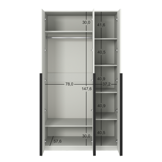 Шкаф распашной Бергамо с 3 дверями 120x220x60 см ЛДСП цвет белый