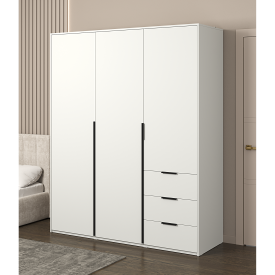 Шкаф распашной Бергамо с 3 дверями 180x220x60 см ЛДСП цвет белый