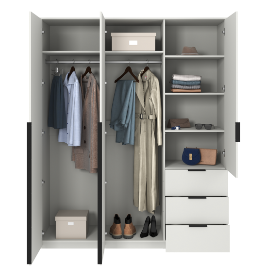 Шкаф распашной Бергамо с 3 дверями 180x220x60 см ЛДСП цвет белый