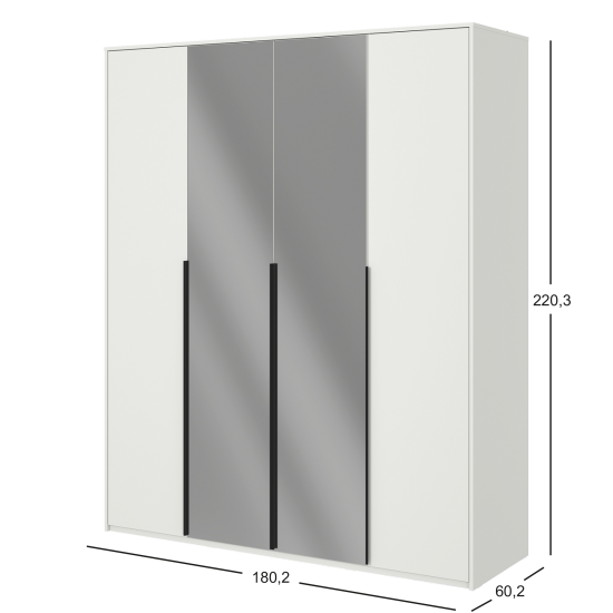 Шкаф распашной Бергамо с 4 дверями 180x220x60 см ЛДСП цвет белый