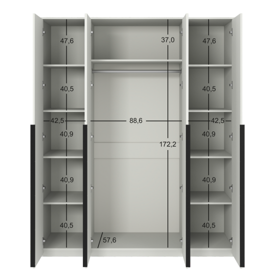 Шкаф распашной Бергамо с 4 дверями 180x220x60 см ЛДСП цвет белый