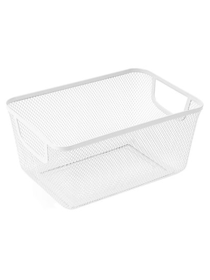 Корзина для хранения Уют мелкая сетка квадратная металл белая 9 л