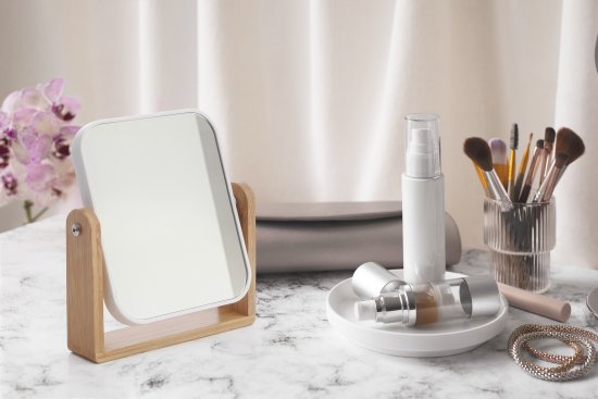 Зеркало лайт стекло/пластик/бамбук бежевый