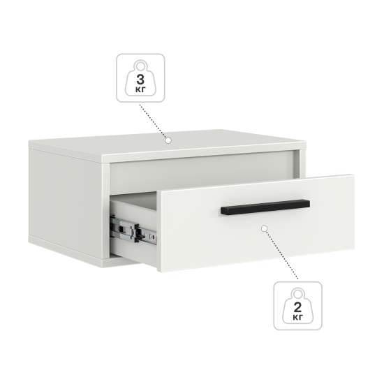 Тумба прикроватная подвесная Лион 45х20х30 см ЛДСП цвет белый