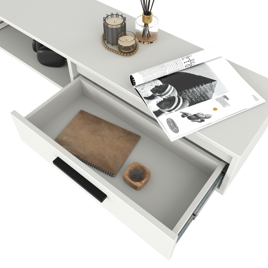 Тумба под телевизор Лион 150х20х30 см ЛДСП цвет белый