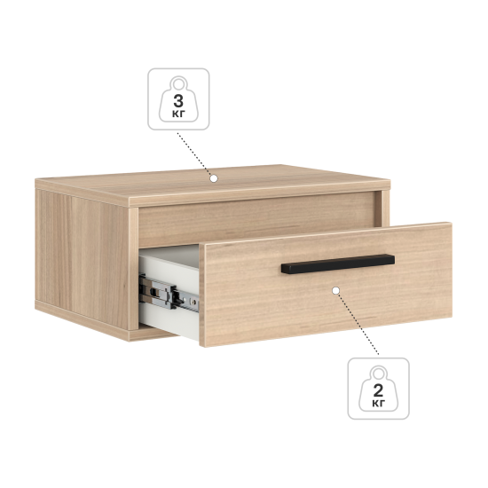 Тумба прикроватная подвесная Лион 45х20х30 см ЛДСП цвет дуб комано