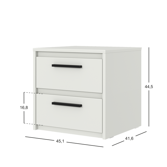 Тумба прикроватная Лион 2 ящика 45х44.5х41.6 см ЛДСП цвет белый