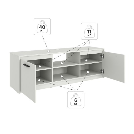Тумба под телевизор Лион 150х50х41.6 см ЛДСП цвет белый