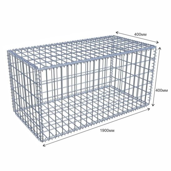 Габион сетчатый 400х400х1900 мм ячейка 50х50 мм цинк Таврос