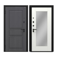 Дверь входная DoorHan Премиум Квадро левая вуддуб графит - малибу белый с зеркалом 980х2050 мм