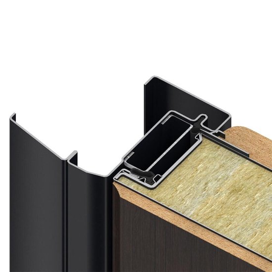 Дверь входная DoorHan Премиум Квадро левая вуддуб графит - малибу белый с зеркалом 980х2050 мм