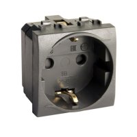 Розетка для кабель-канала DKC Brava черная со шторками 2 модуля (77482N)