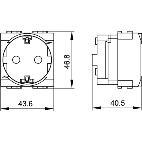 Розетка для кабель-канала DKC Brava черная со шторками 2 модуля (77482N)