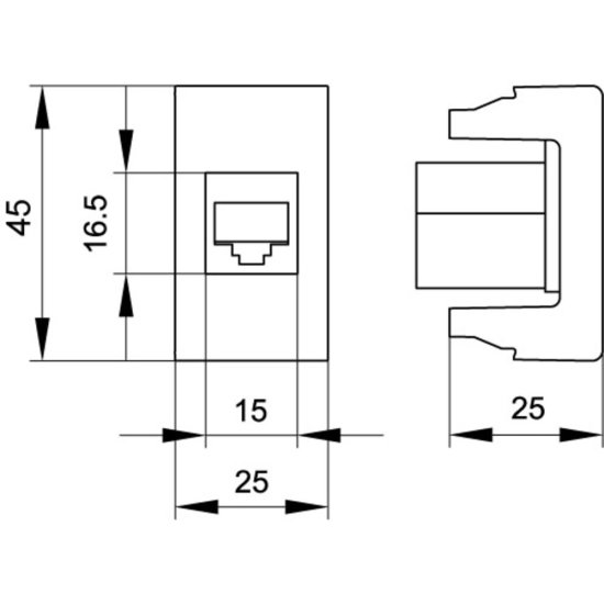 Розетка для кабель-канала компьютерная DKC Viva черная RJ45 1 модуль (45238)